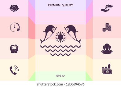 Dolphins with sun & sea - Logo