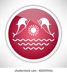 Dolphins with sun & sea - Logo.