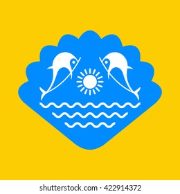 Dolphins with sun & sea - Logo.