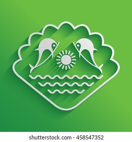 Dolphins with sun & sea - Logo.