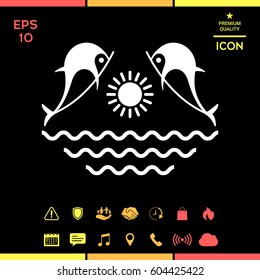 Dolphins with sun & sea - Logo