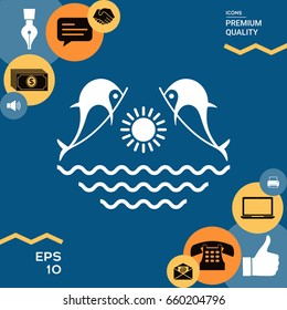 Dolphins with sun & sea - Logo