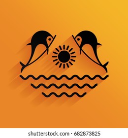 Dolphins with sun & sea - Logo