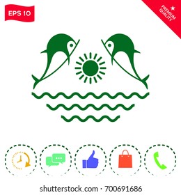 Dolphins with sun & sea - Logo