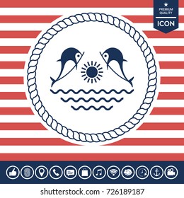 Dolphins with sun & sea - Logo