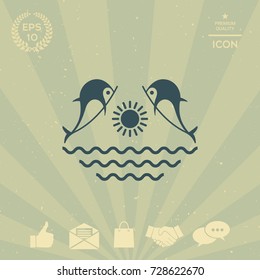 Dolphins with sun & sea - Logo