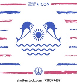 Dolphins with sun & sea - Logo