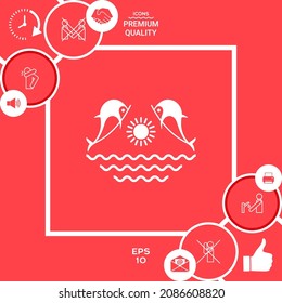 Dolphins with sun  sea - Logo. Element for your design