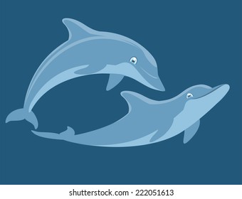 Dolphins Swimming vector illustration.