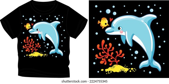 dolphins t shirt graphic design vector illustration 