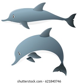 Dolphins in two actions illustration