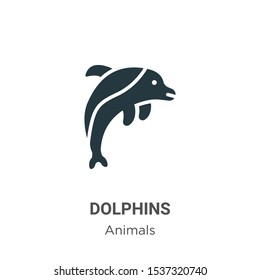 Dolphins vector icon on white background. Flat vector dolphins icon symbol sign from modern animals collection for mobile concept and web apps design.