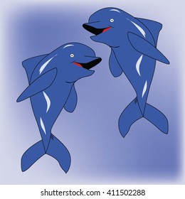 Dolphins vector illustration. you can use this for the poster , background, wallpaper 