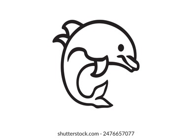 Dolpin logo icon Silhouette vector style with white