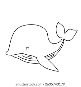 dolpin, whale cute handrawning design icon