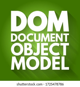 DOM - Document Object Model is a programming API for HTML and XML documents, acronym technology concept background