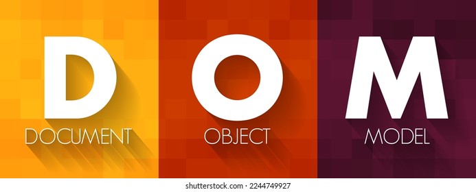 DOM - Document Object Model es una API de programación para documentos HTML y XML, fondo de concepto de tecnología de acrónimo