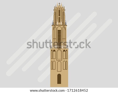 Dom Tower of Utrecht Flat Vector Icon Illustration