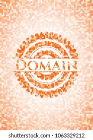 Domain abstract orange mosaic emblem with background