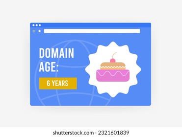 Domain Age - SEO search engine rank factor concept. Website domain age checker vector illustration