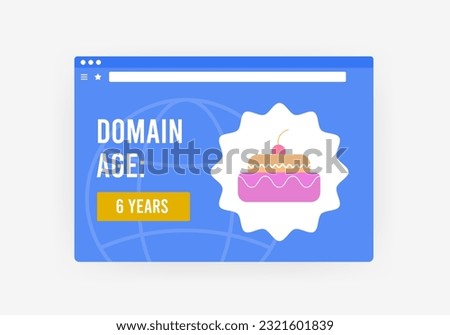 Domain Age - SEO search engine rank factor concept. Website domain age checker vector illustration
