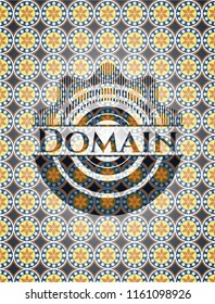 Domain arabic style badge. Arabesque decoration.