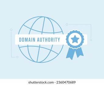 Concepto de Comprobador de la autoridad de dominio. Dominios Web antiguos con Backlinks de calidad y puntuación de alta autoridad. Ilustración del vector aislada en fondo blanco con iconos