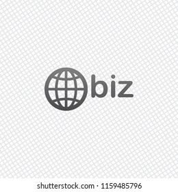 domain for business, globe and biz. On grid background