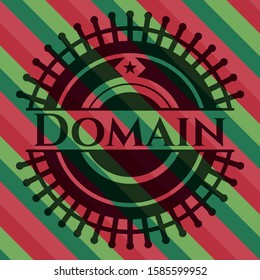 Domain christmas colors style badge. Vector Illustration. Detailed.