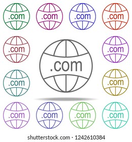 domain com icon. Elements of online and web filled in multi color style icons. Simple icon for websites, web design, mobile app, info graphics
