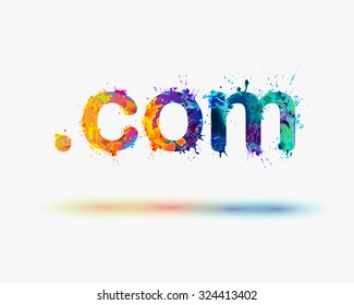 Domain "com" internet symbol. Colorful hosting sign