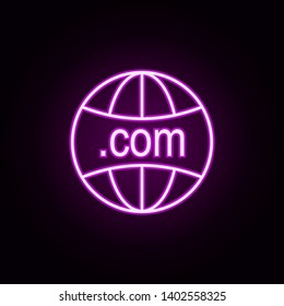 domain com neon icon. Elements of online and web set. Simple icon for websites, web design, mobile app, info graphics