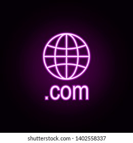 domain com neon icon. Elements of online and web set. Simple icon for websites, web design, mobile app, info graphics