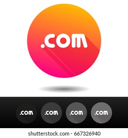 Domain COM sign buttons. 5 Icons Vector top-level internet domain symbols. 