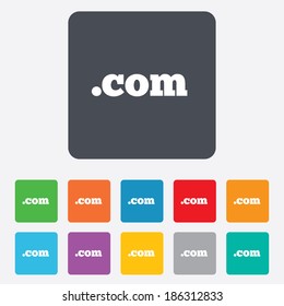 Domain COM sign icon. Top-level internet domain symbol. Rounded squares 11 buttons. Vector