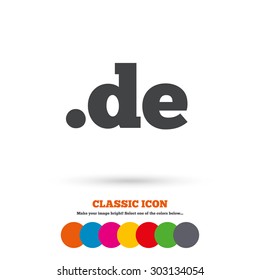 Domain DE sign icon. Top-level internet domain symbol. Classic flat icon. Colored circles. Vector