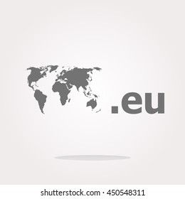 Domain EU sign icon. Top-level internet domain symbol with world map . Vector illustration. 