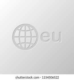 domain, European identity, globe and eu. Paper design. Cutted symbol. Pitted style