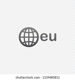 domain, European identity, globe and eu. On grid background