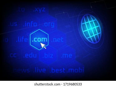 Domain expansions, Domain name with world connect blue background
