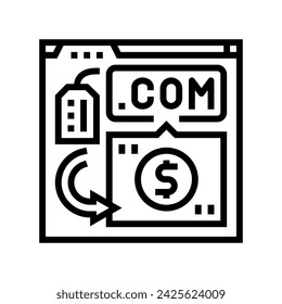 vector de icono de línea de volteo de dominio. símbolo de volteo de dominio. símbolo de contorno aislado ilustración negra