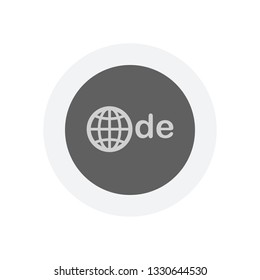 domain of Germany, globe and de. Icon in colored circle with gray bold border. Web button, modern flat design