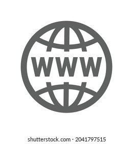Domain, globe, web, www icon. Gray vector design.