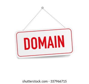 Domain hanging sign isolated on white wall