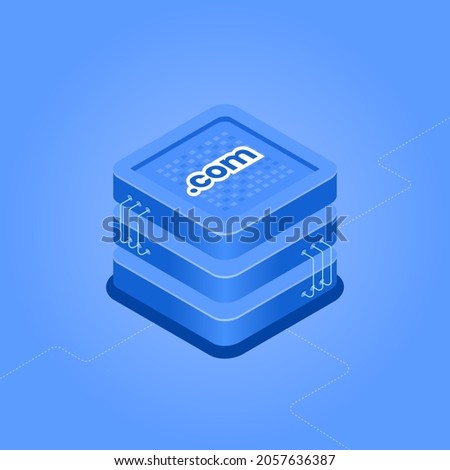Domain hosting isometric illustration. Dot com category