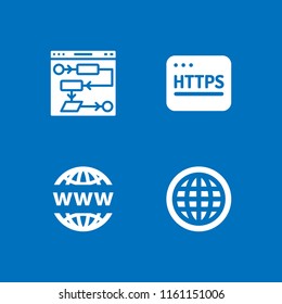 domain icon. 4 domain set with www, algorithm, domain registration and http vector icons for web and mobile app