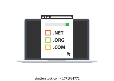 Diseño de pantalla plana para portátil con icono de dominio