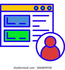Domain icon. Hosting and url registration vector. Internet page address of personal account name search computer service. Computer technology and digital communication
