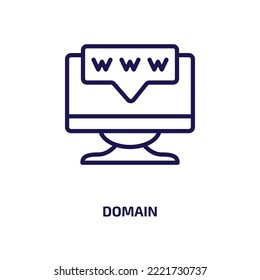 domain icon from internet security collection. Thin linear domain, internet, network outline icon isolated on white background. Line vector domain sign, symbol for web and mobile