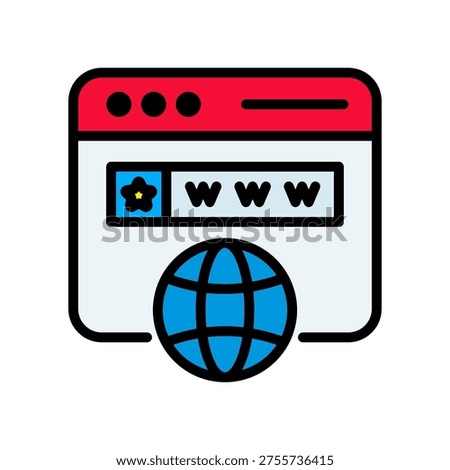 Domain icon lineal color vector Illustration